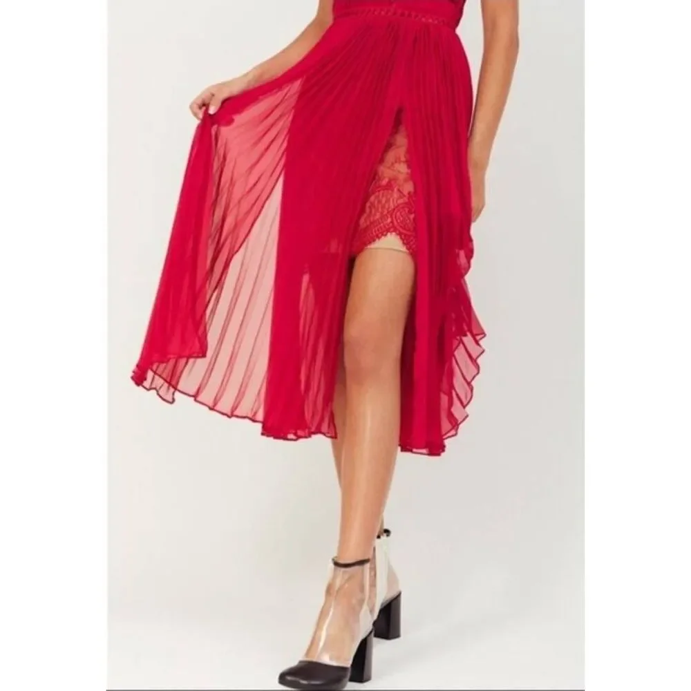 Self-Portrait Pleated Chiffon Cocktail Dress ASO Dynasty - Picture 5 of 11